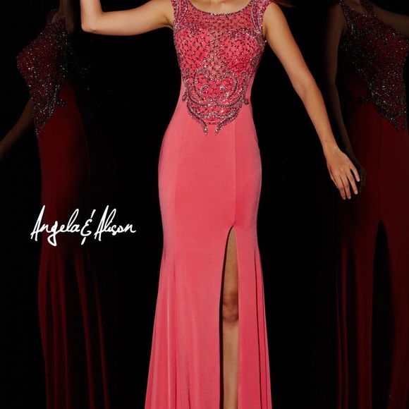 Angela & Alison gown. Size 10. Color Apricot - Picture 1 of 10